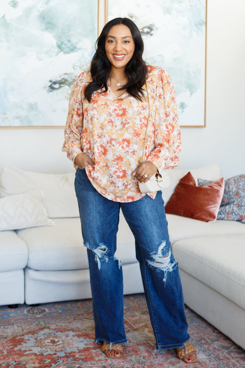 Marigold Dreams Floral Blouse in - Tops photo