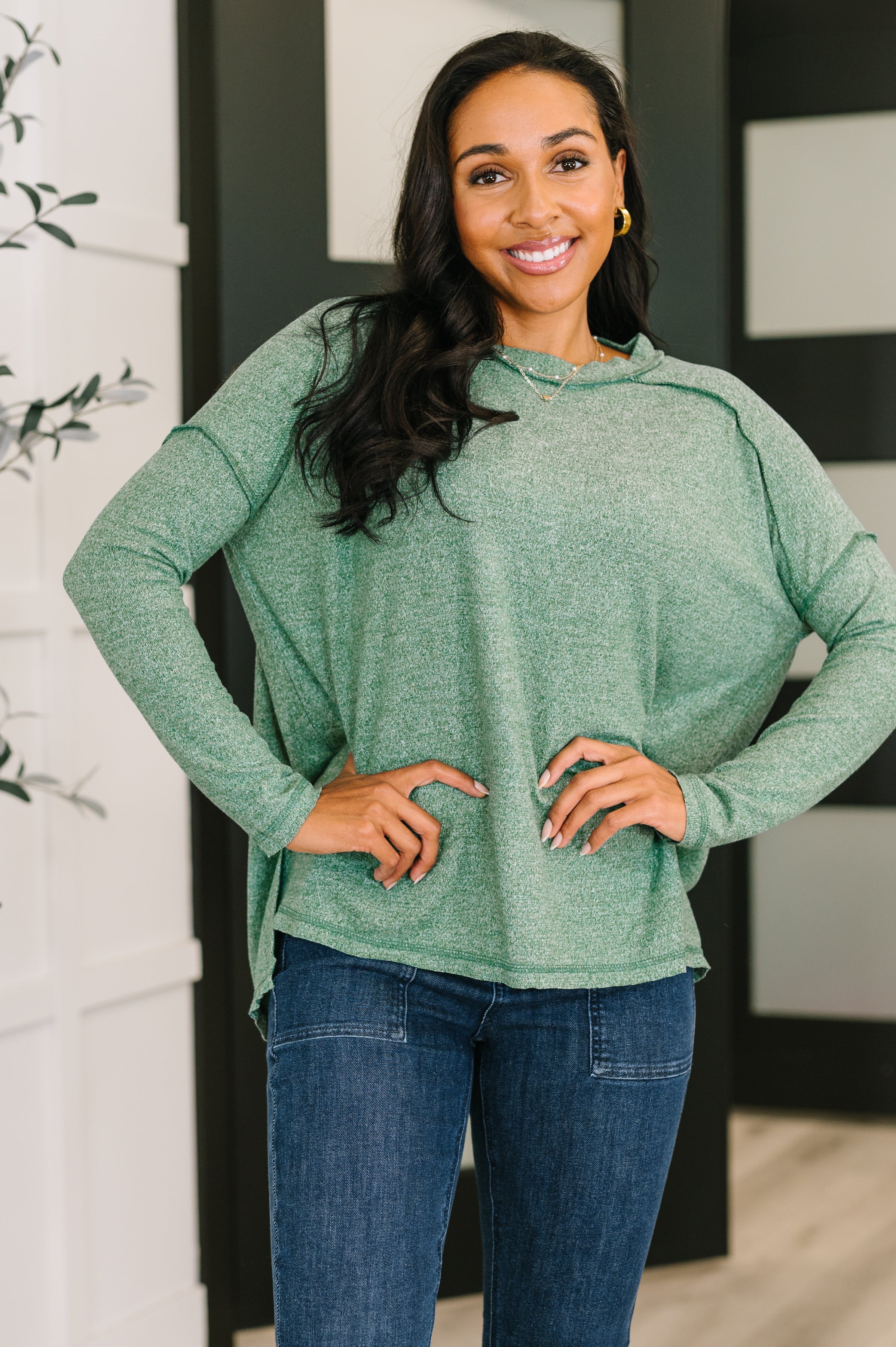 Mellow Mood Heathered Pullover in Dark Green - SwagglyLife Home & Fashion Mellow Mood Heathered Pullover in Dark Green - SwagglyLife Home & Fashion