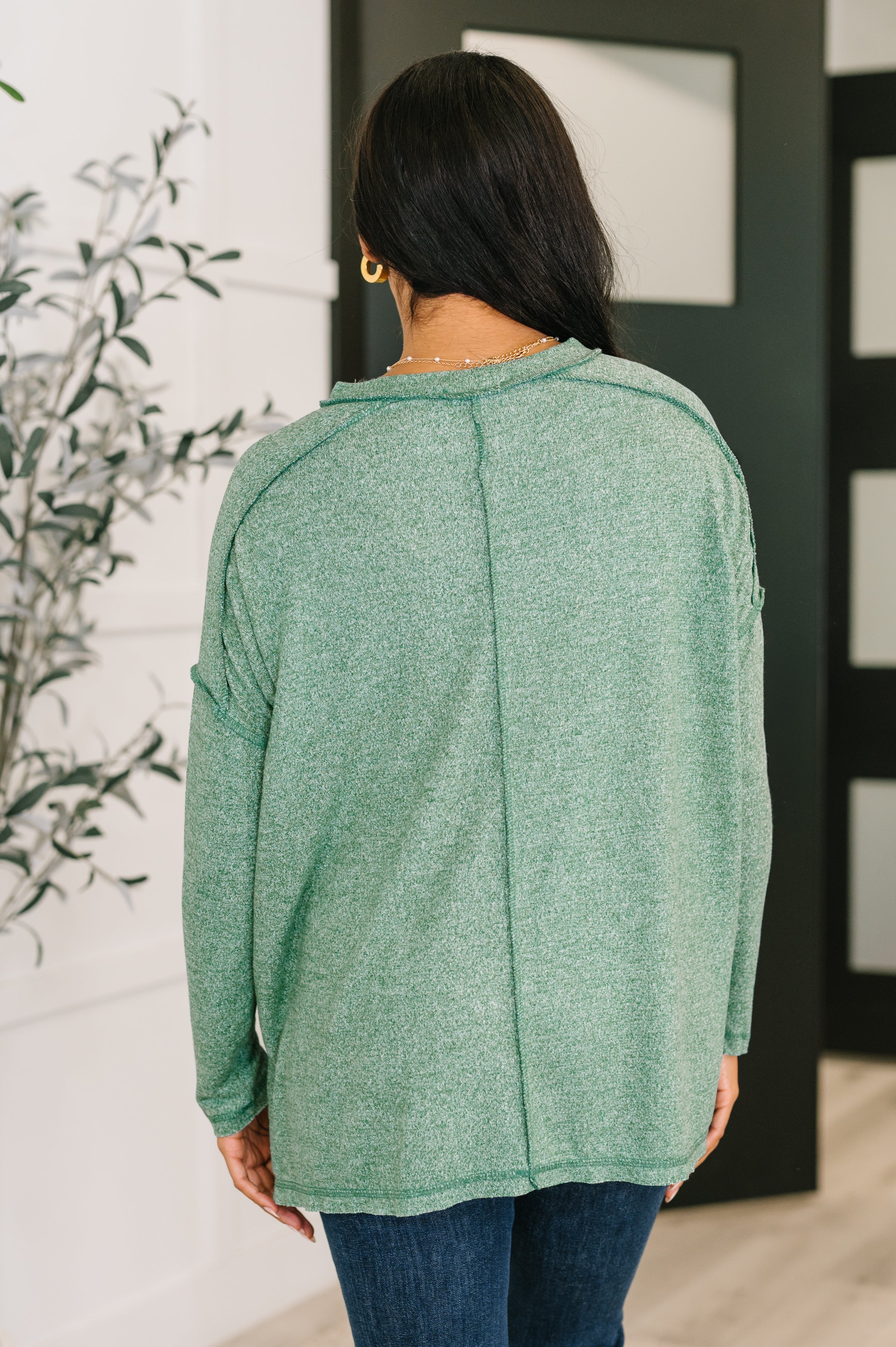 Mellow Mood Heathered Pullover in Dark Green - SwagglyLife Home & Fashion Mellow Mood Heathered Pullover in Dark Green - SwagglyLife Home & Fashion