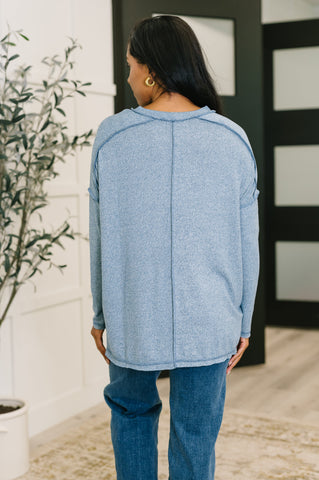 Mellow Mood Heathered Pullover in Dusty Blue - SwagglyLife Home & Fashion Mellow Mood Heathered Pullover in Dusty Blue - SwagglyLife Home & Fashion