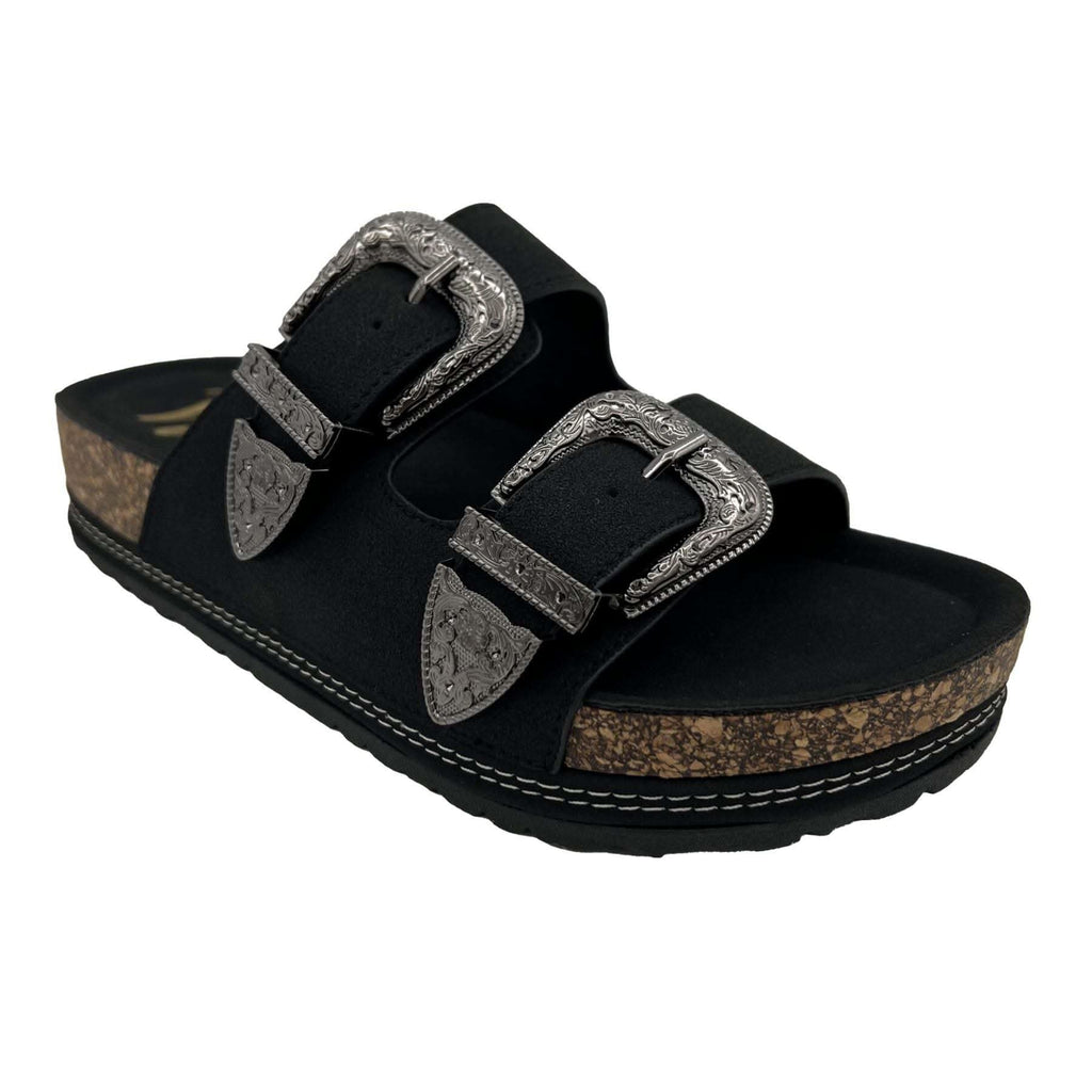 Mickie Western Slides in Black - SwagglyLife Home & Fashion