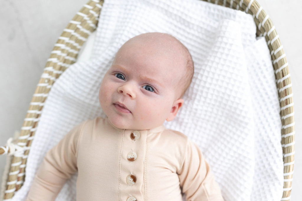 Knotted Baby Gown Set - Gender-Neutral Newborn Clothes - Sand in - Newborn Knotted Baby Gown Sets photo