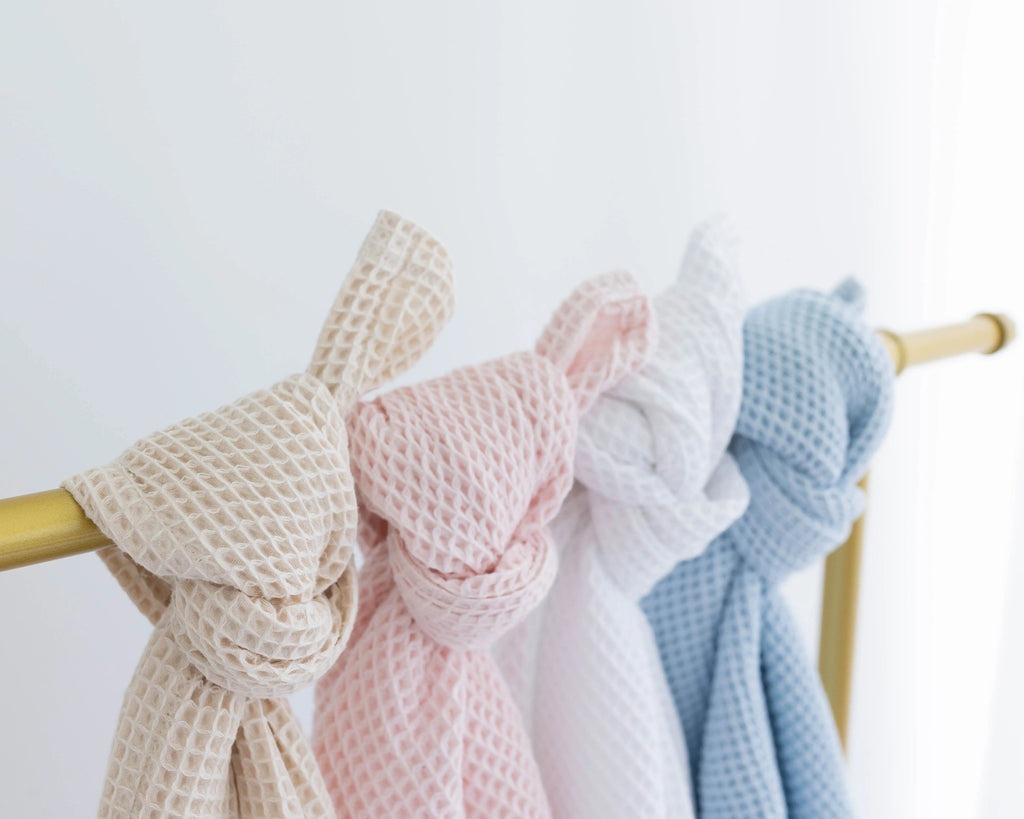 Waffle Blankets - Newborn, Baby, Toddler - 100% Cotton in - Swaddle Blankets & Hat / Headband Sets photo