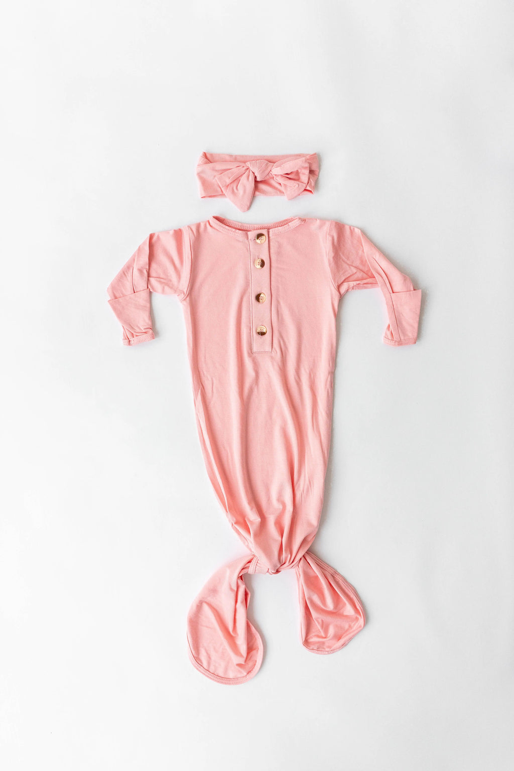 Stroller Society Knotted Baby Gown and Hat Set with Headband - Bloom in - Newborn Knotted Baby Gown Sets photo