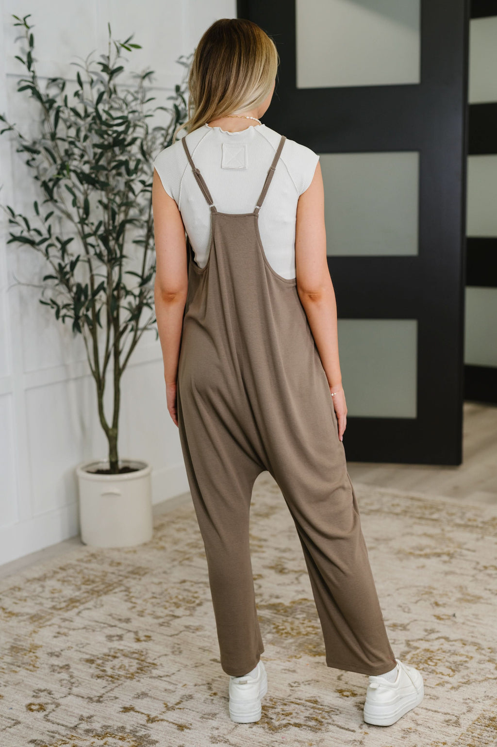 Mood Match Relaxed Spaghetti Strap Jumpsuit in Mocha in - Womens photo