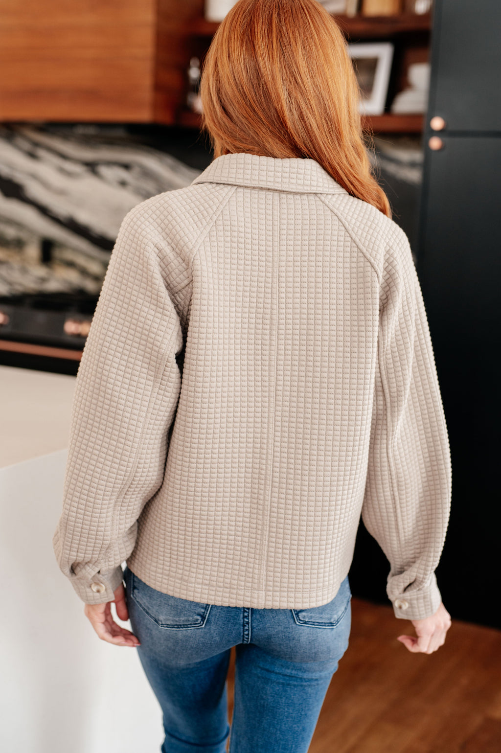 My Best Offer Quilted Texture Shacket in - Layers photo