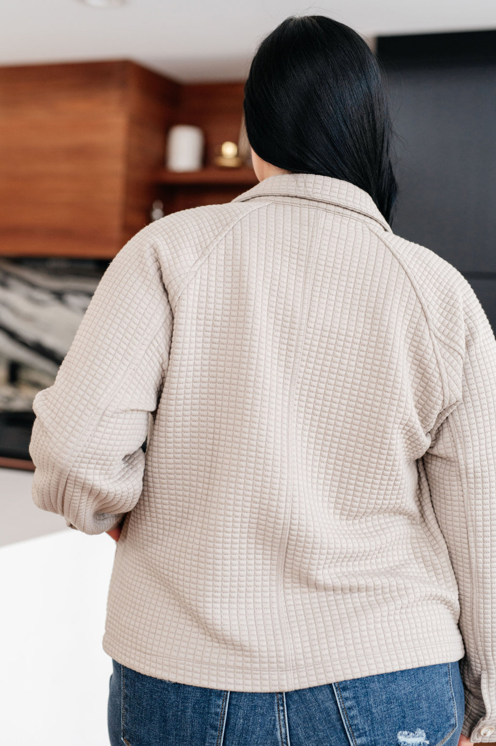 My Best Offer Quilted Texture Shacket in - Layers photo