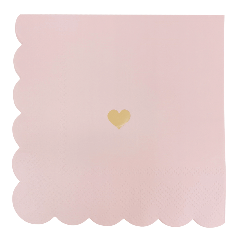 Pink with Gold Heart Cocktail Napkins in - cocktail napkins photo