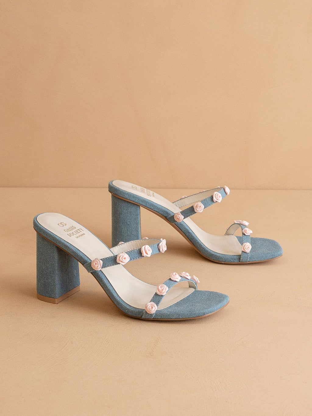 The Nia | Denim Rosette Adorned Heel *FINAL SALE* in - HEELS photo