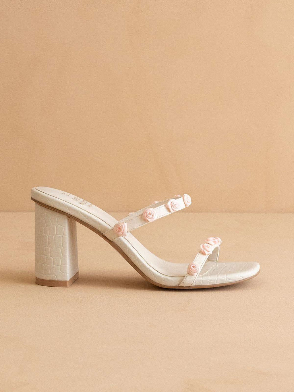 The Nia | White Rosette Adorned Heel - SwagglyLife Home & Fashion