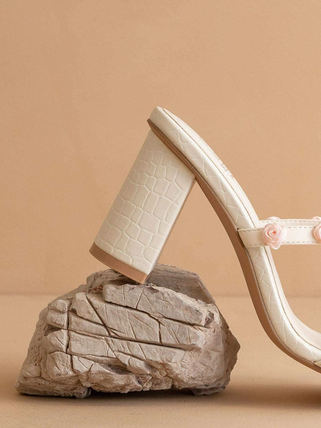 The Nia | White Rosette Adorned Heel - SwagglyLife Home & Fashion