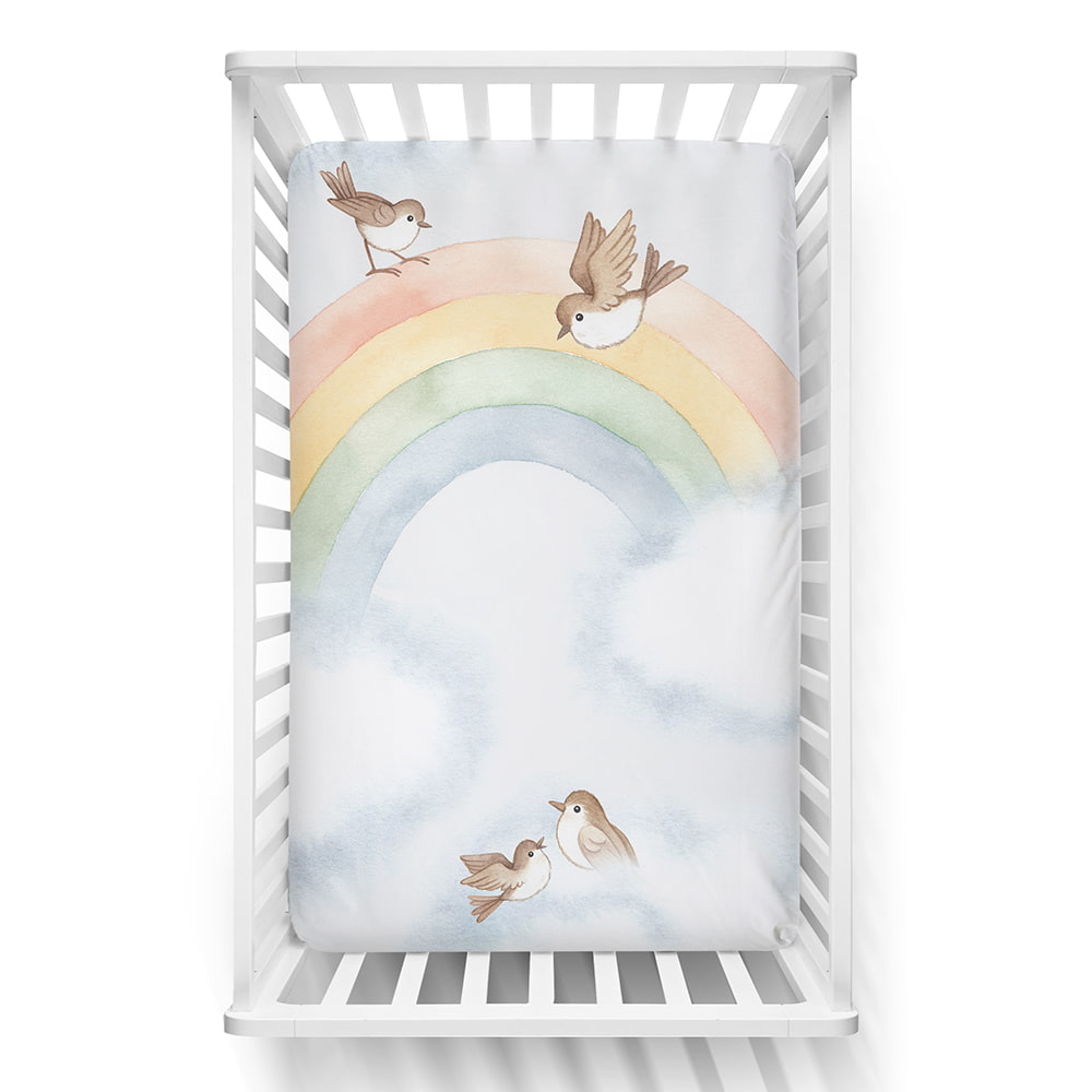 Rainbow and Birds Mini Crib Sheet in - Crib sheets photo