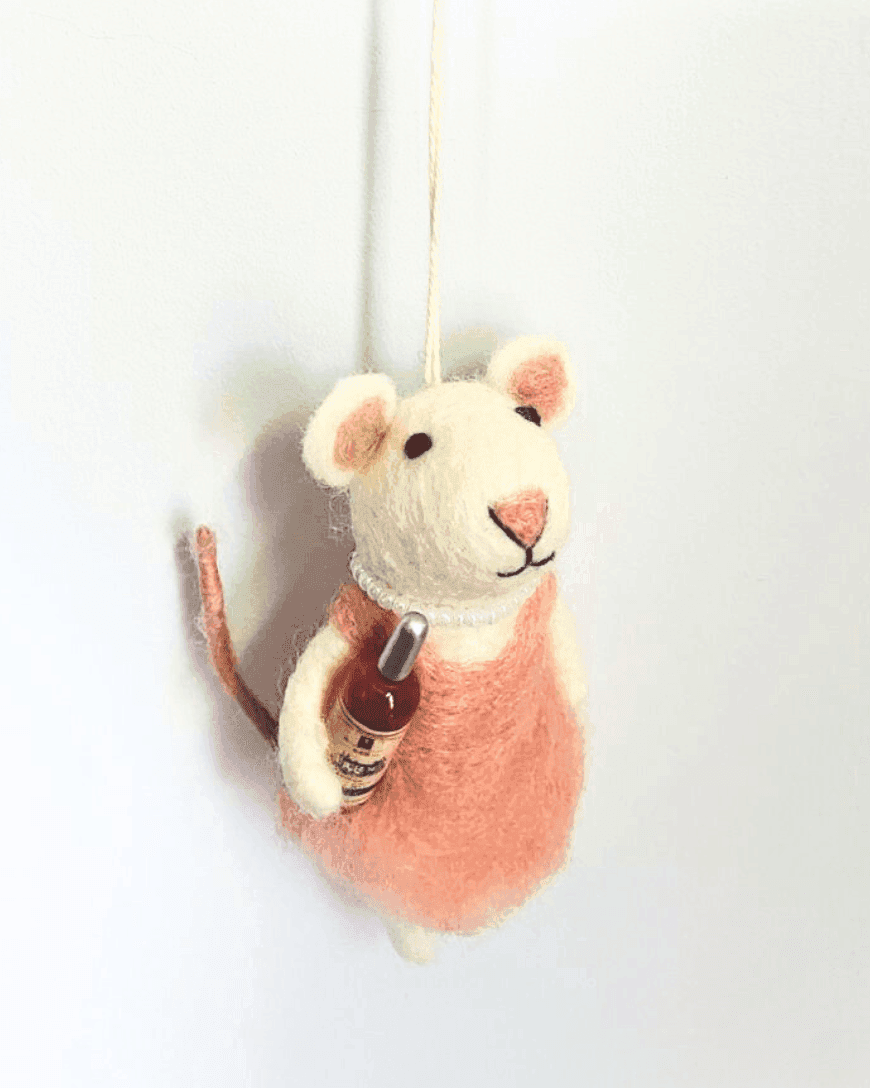 Rosé All Day Felt Mouse Ornament - SwagglyLife Home & Fashion