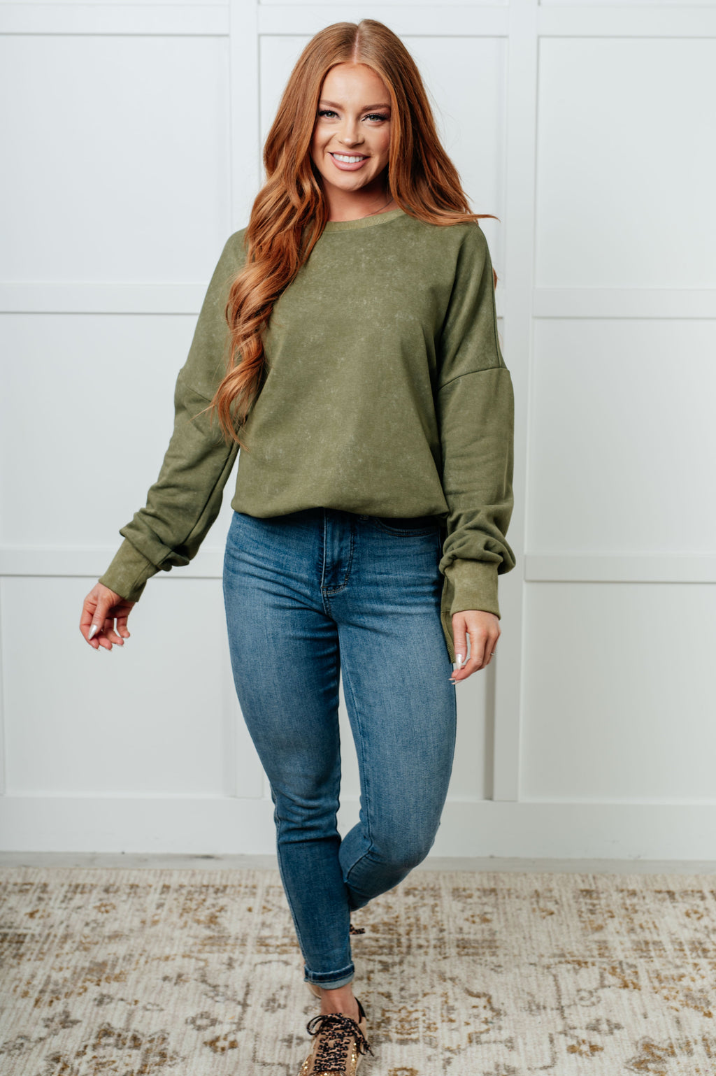No Plain Jane Oversized Sweatshirt in Green in - Tops photo