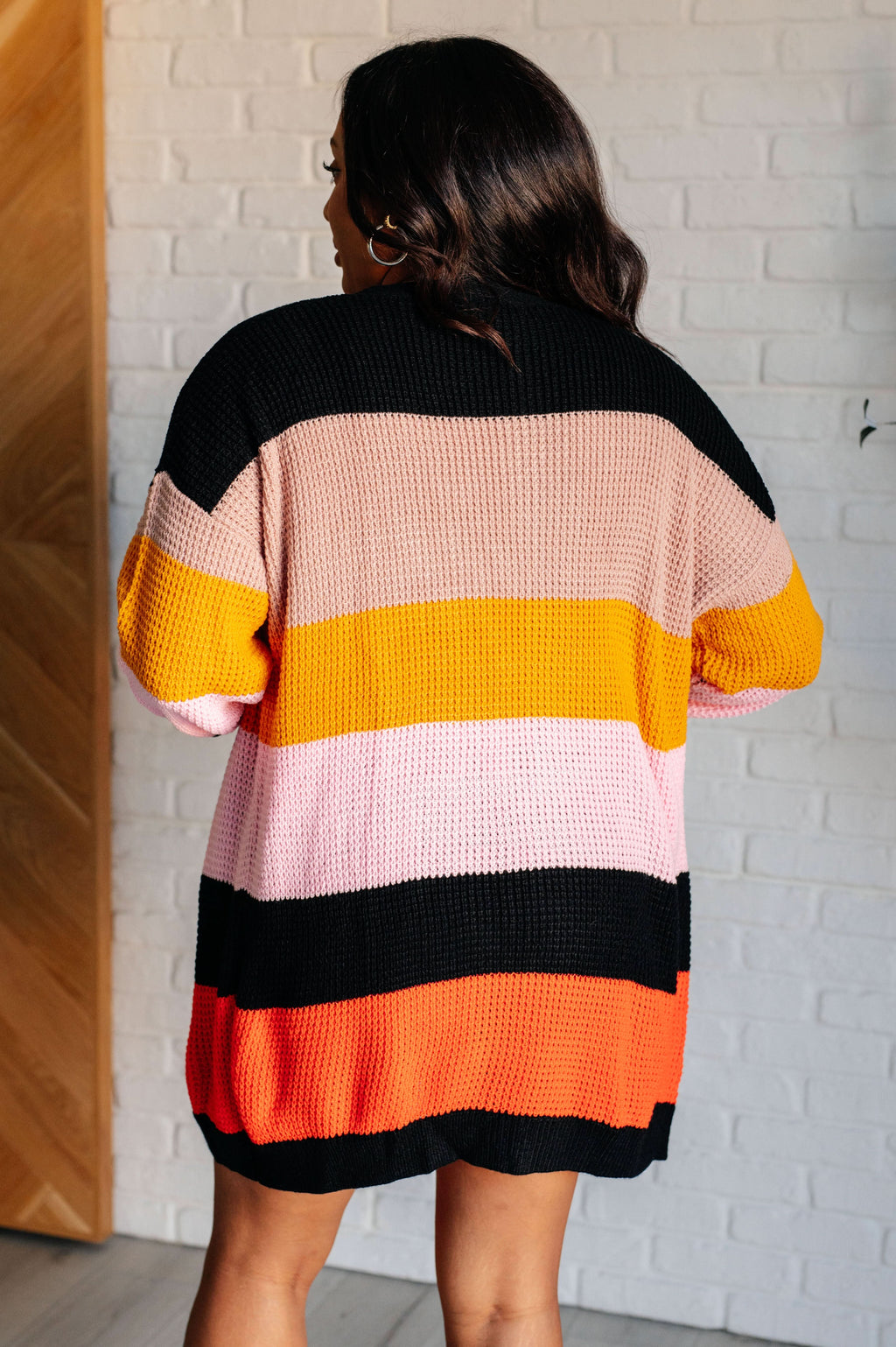 Not Quite Sure Striped Open Front Cardigan in - Layers photo