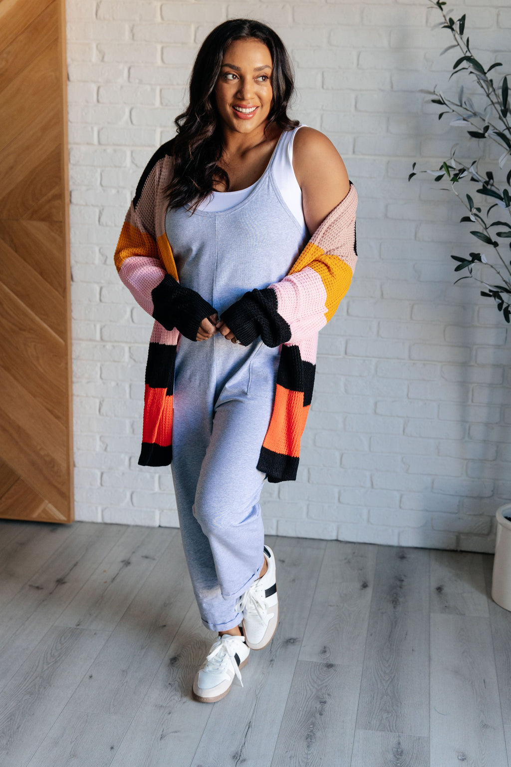 Not Quite Sure Striped Open Front Cardigan in - Layers photo