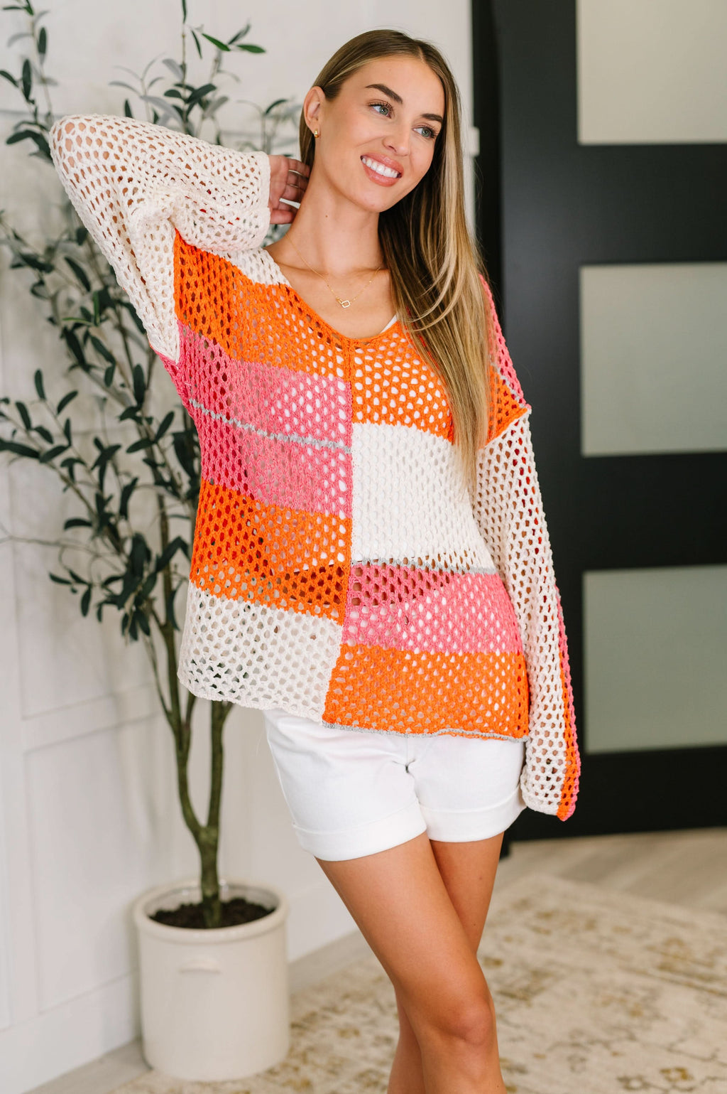 Off the Grid Net Color Block Layering Top - SwagglyLife Home & Fashion