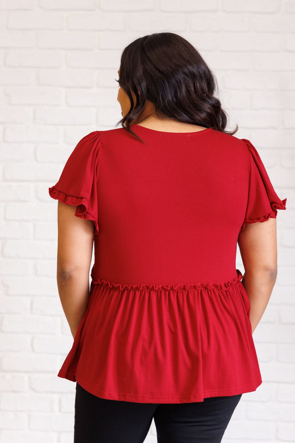 One Day Soon V-Neck Ruffle Detail Top in - Tops photo