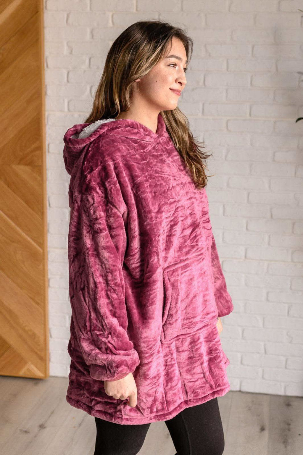 Oversized Velour Blanket Hoodie in Purple - SwagglyLife Home & Fashion