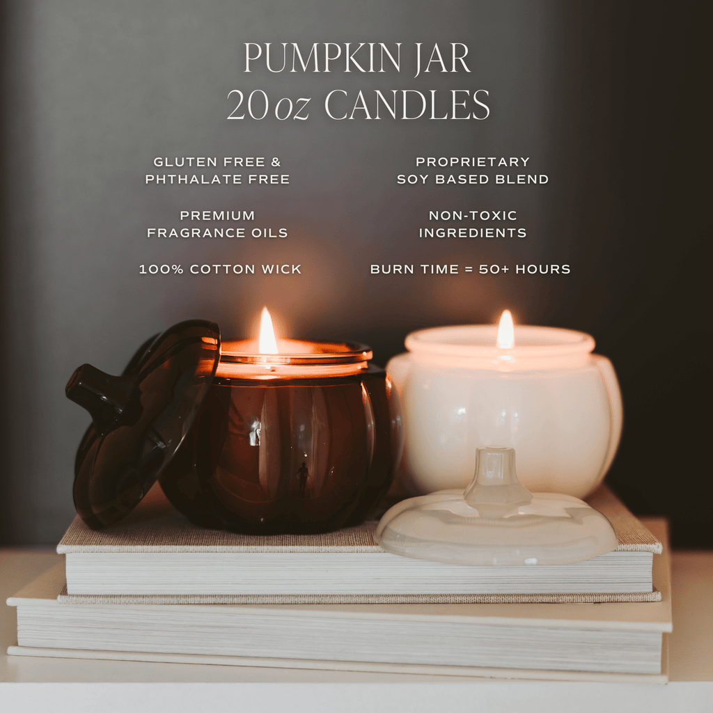 Warm and Cozy Soy Candle - White Translucent Glass Pumpkin Jar - 20 oz in - Candles photo