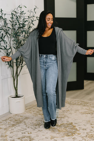 Pamper Travel Hooded Cardigan in Charcoal Pamper Travel Hooded Cardigan in Charcoal