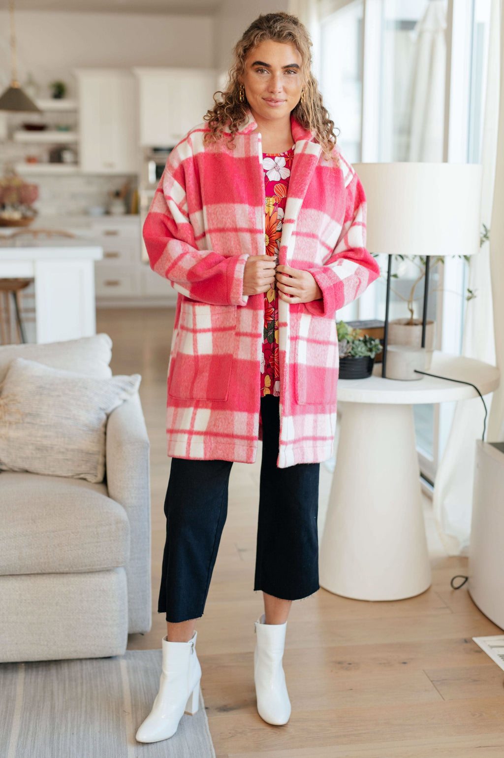 Passion in Plaid Coat in Pink - SwagglyLife Home & Fashion