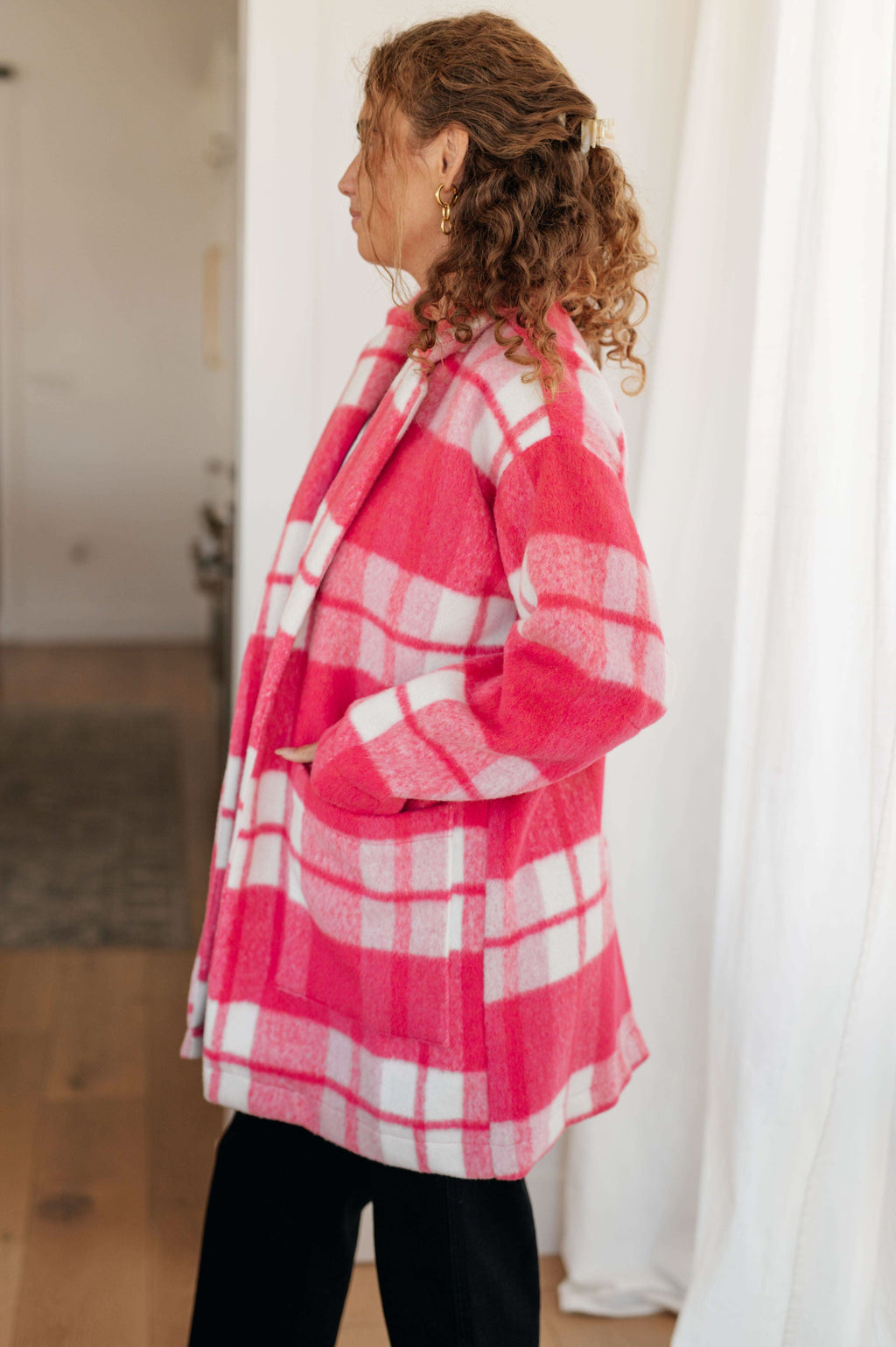 Passion in Plaid Coat in Pink - SwagglyLife Home & Fashion
