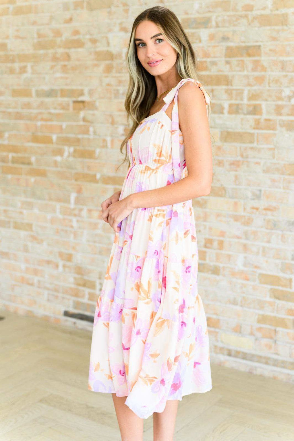 Pastel Petals Floral Midi Dress in - Dresses photo