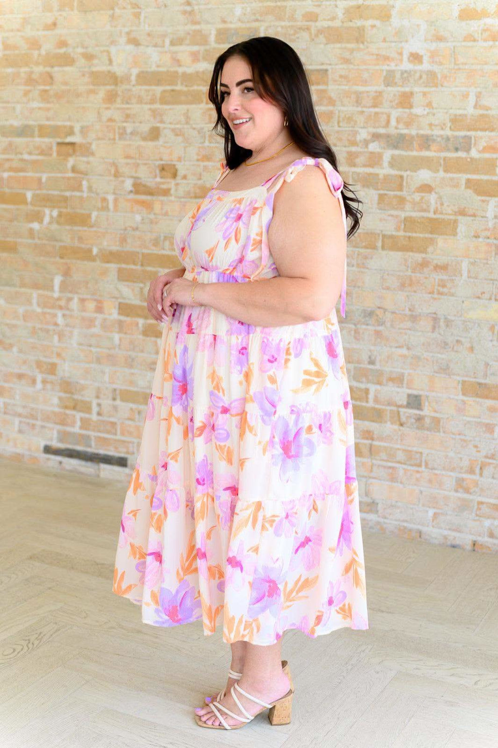 Pastel Petals Floral Midi Dress in - Dresses photo
