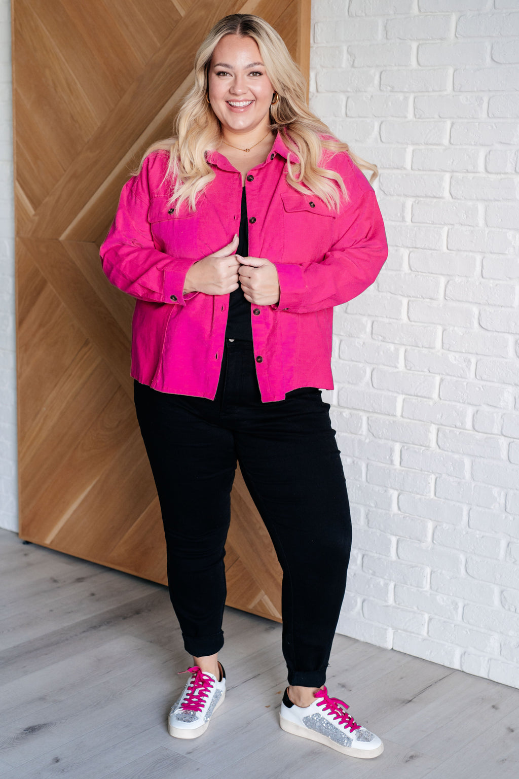 Perfect Pop of Pink Jacket in - Layers photo