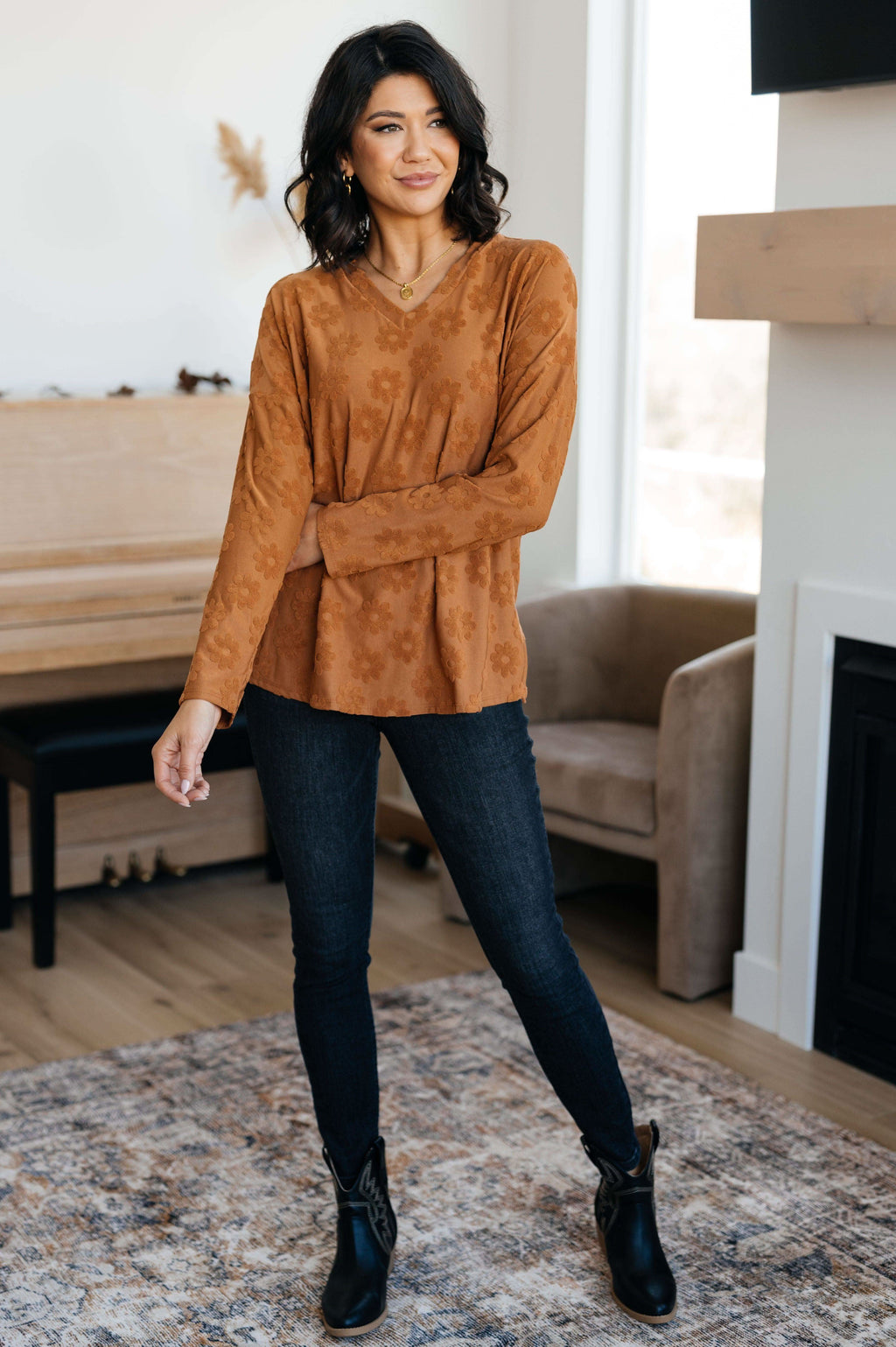 Perfect in Pansies V-Neck Top - SwagglyLife Home & Fashion