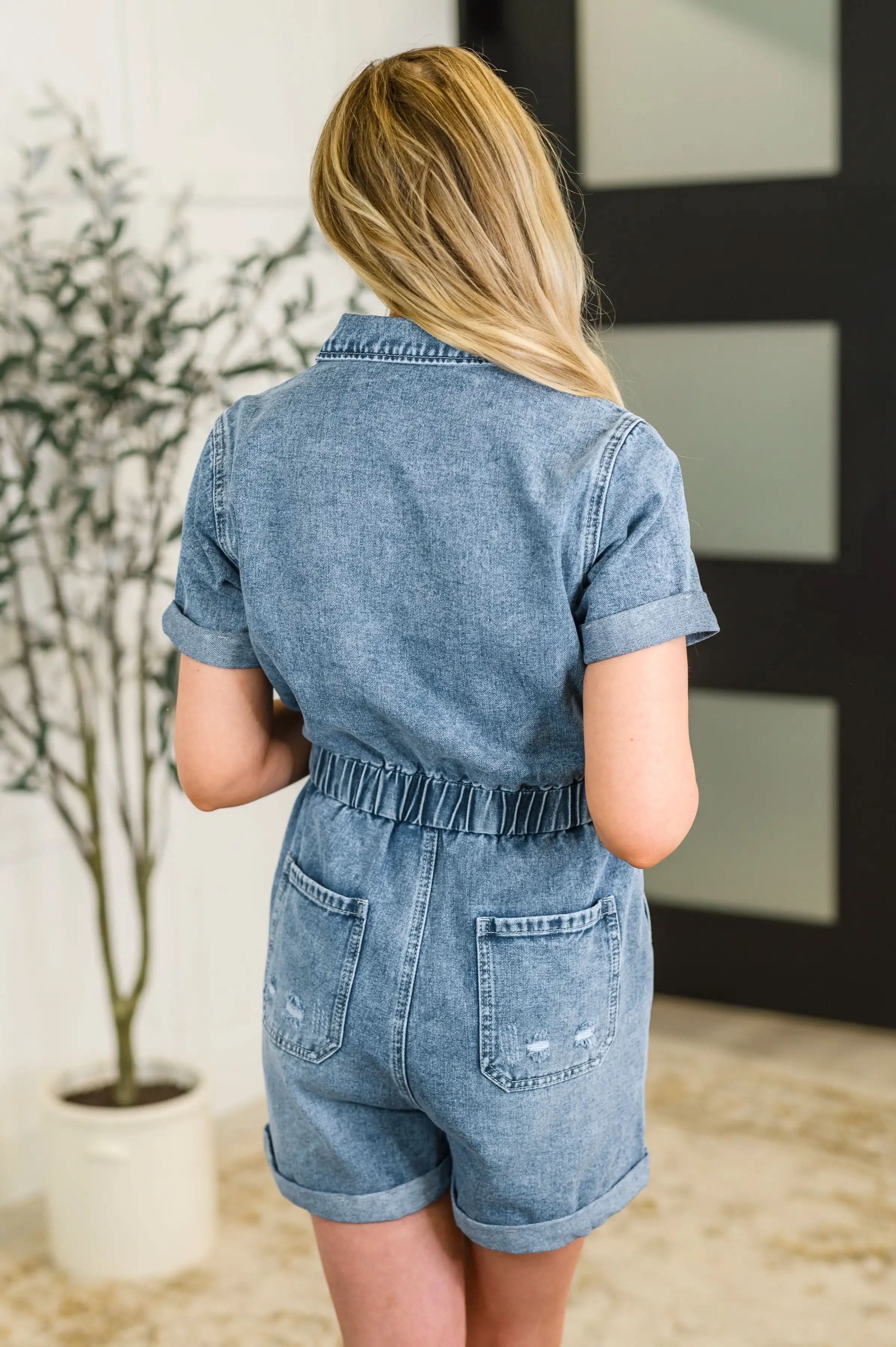 Pleasant and Relevant Denim Romper - SwagglyLife Home & Fashion Pleasant and Relevant Denim Romper - SwagglyLife Home & Fashion