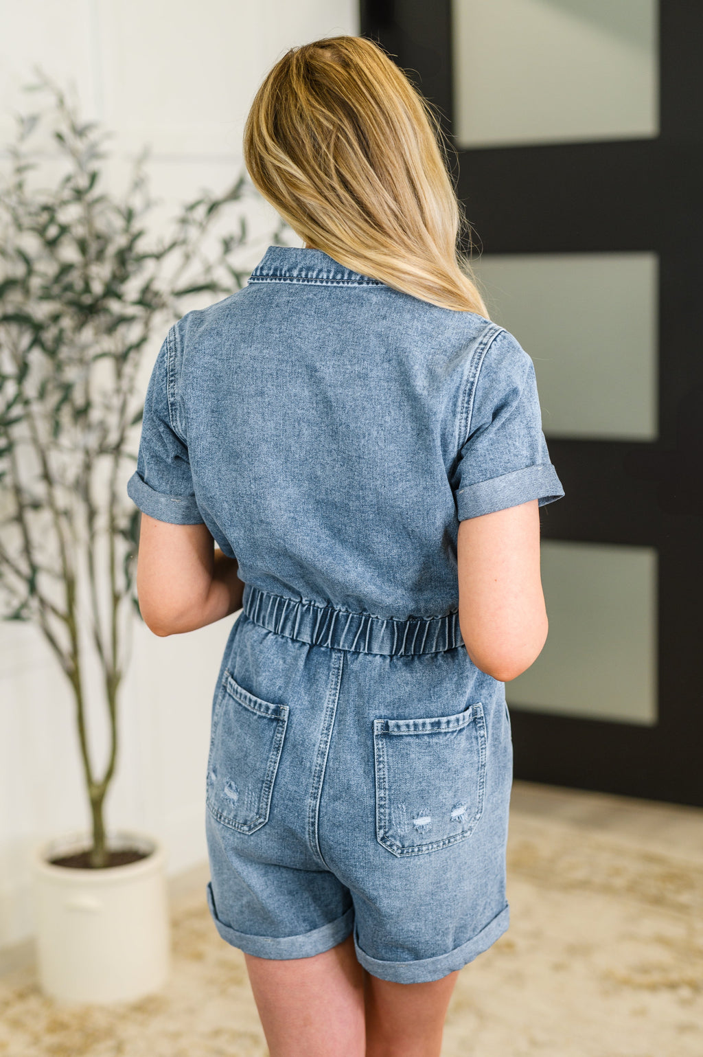 Pleasant and Relevant Denim Romper in - Womens photo