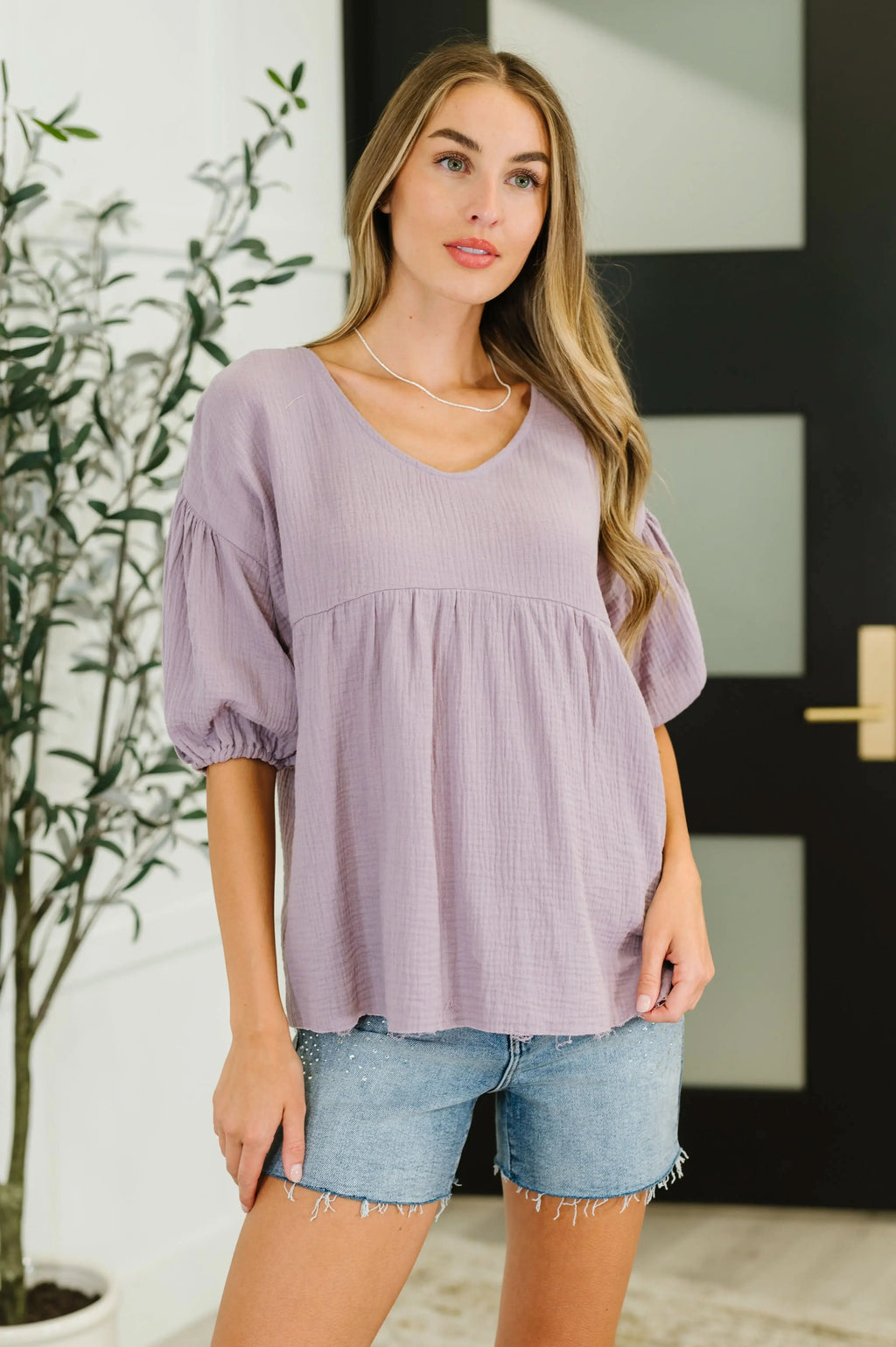 One Eleven North Pleasantly Perfect Bubble Sleeve Peasant Blouse in - Blouses photo