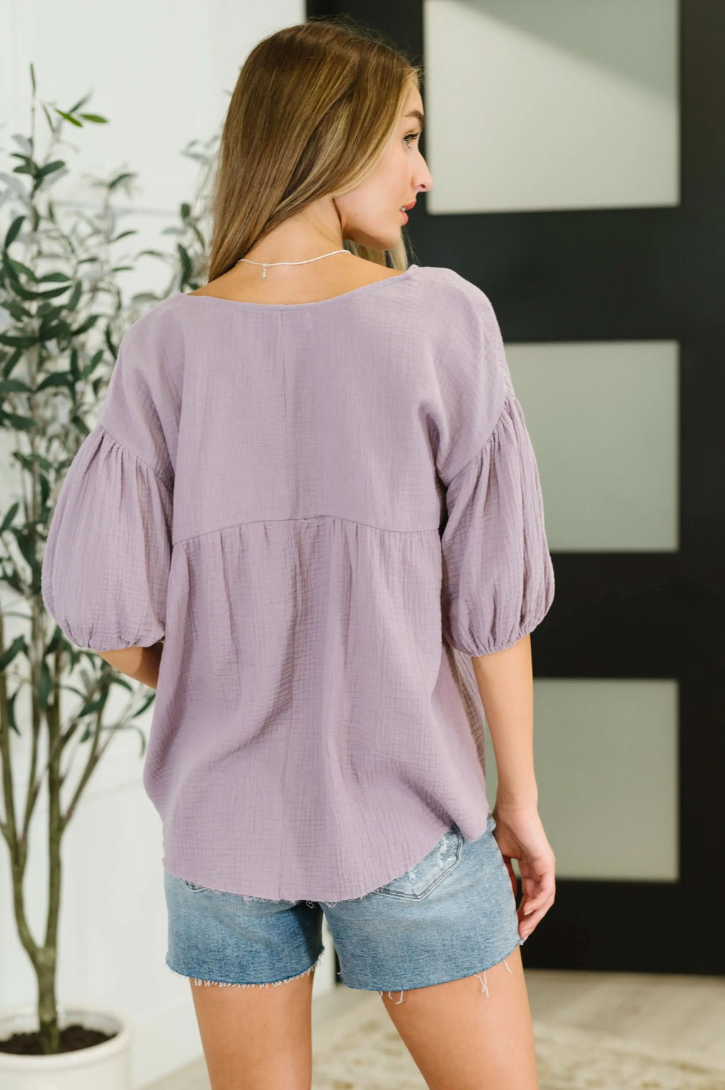 One Eleven North Pleasantly Perfect Bubble Sleeve Peasant Blouse in - Blouses photo