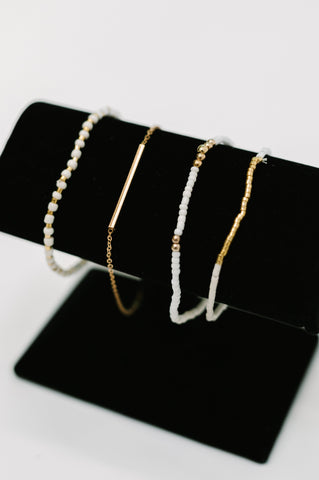 Poised & Polished Bracelet Set in White and Gold Poised & Polished Bracelet Set in White and Gold