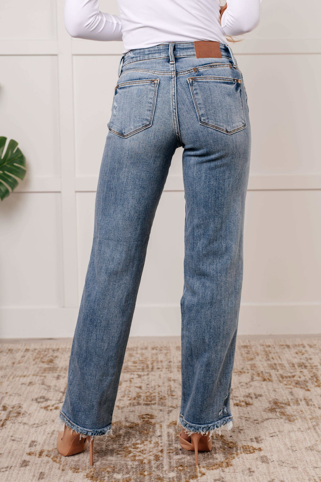 Quinn Mid Rise Cell Phone Pocket Dad Jeans in - Womens photo