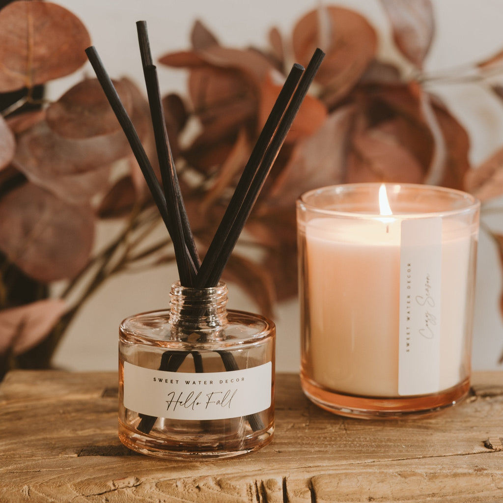 Hello Fall Tinted Glass Jar Reed Diffuser in - Reed Diffusers photo