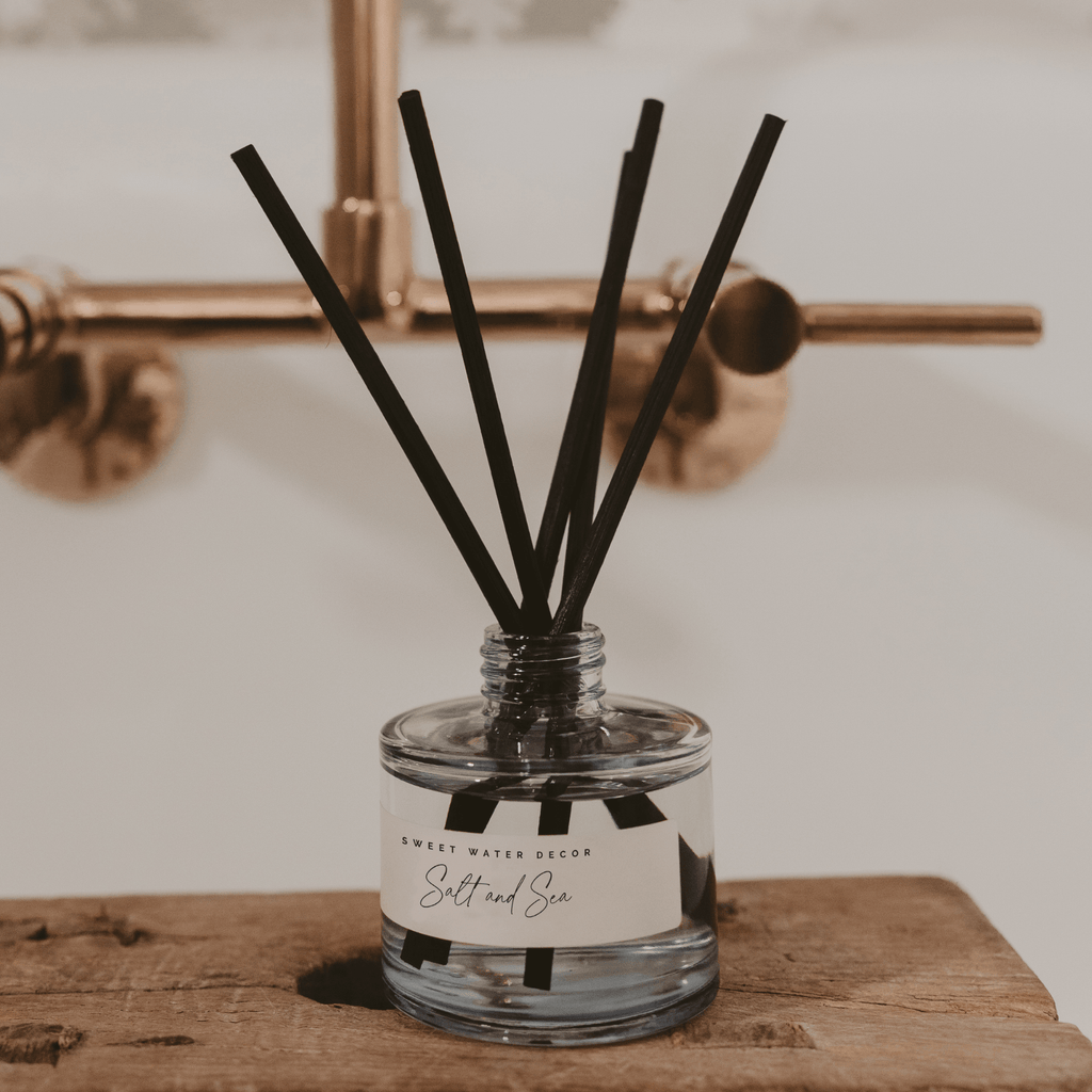 Salt and Sea Blue Tinted Glass Jar Reed Diffuser in - Reed Diffusers photo