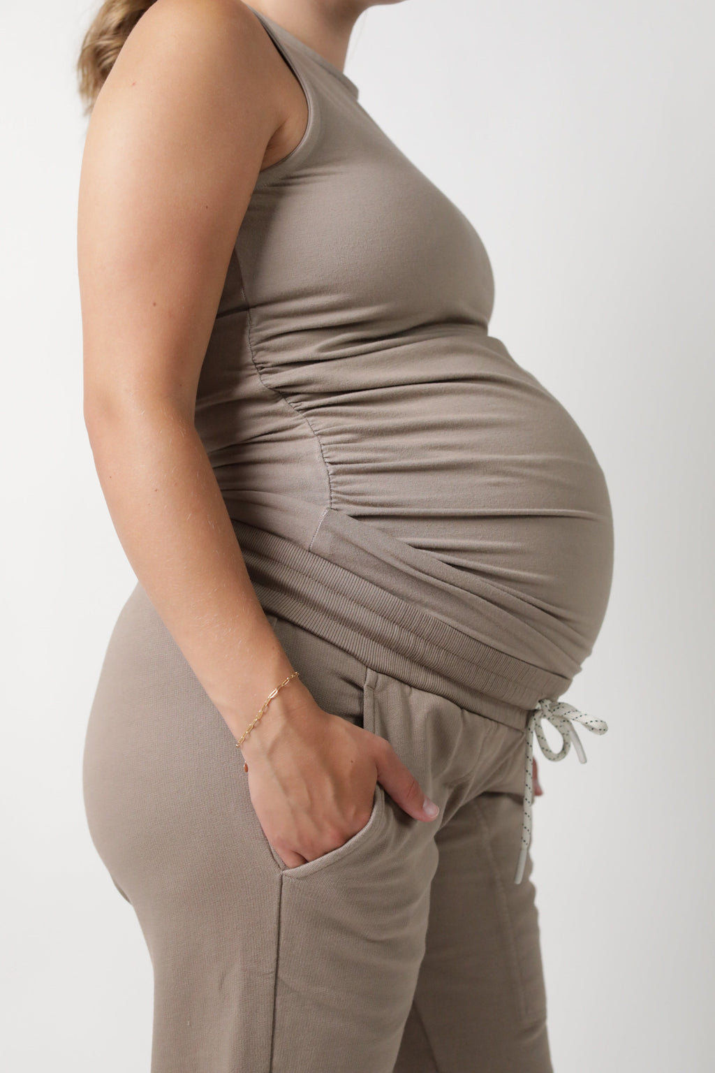 BLAIR || HIGH NECK MATERNITY TANK in Taupe Grey - photo