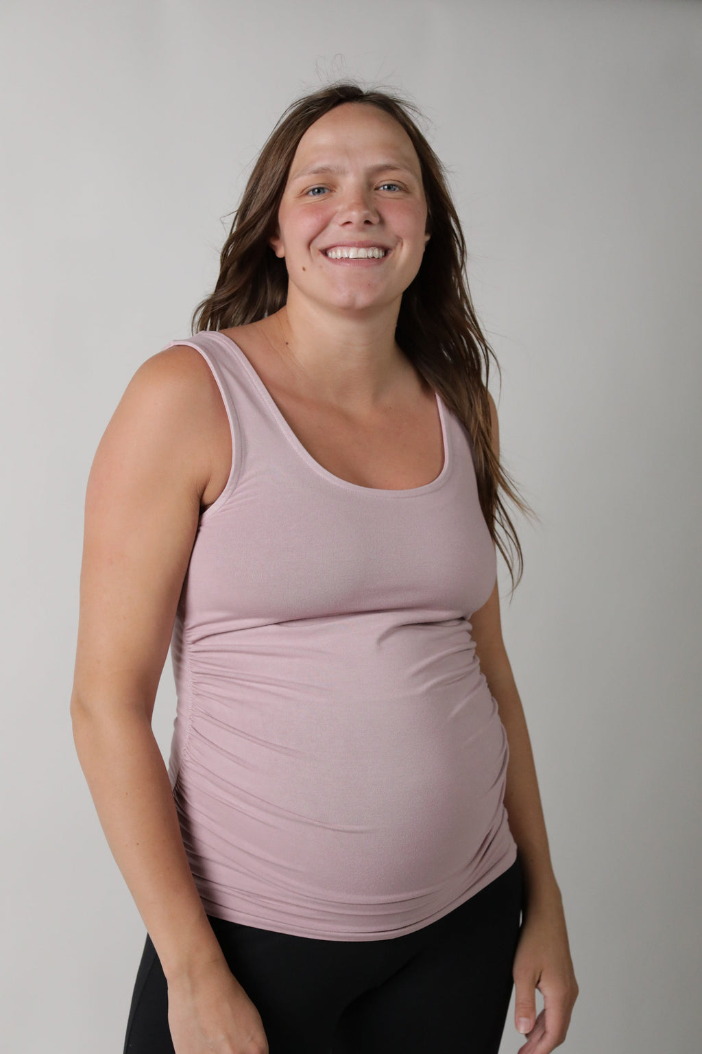 FRANKIE || SCOOP NECK MATERNITY TANK in Keepsake Lilac - photo