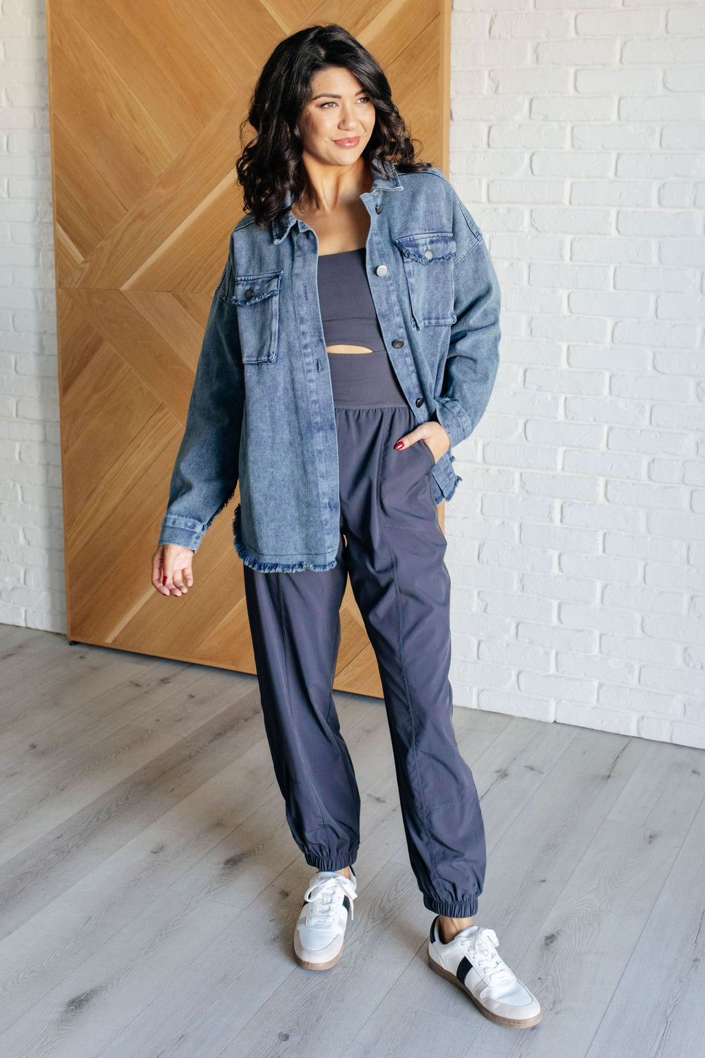 Just In Case Mineral Wash Shacket in - Layers photo