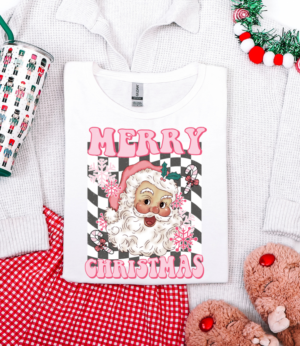 Retro Pink Santa Graphic Tee and Sweatshirt - SwagglyLife Home & Fashion