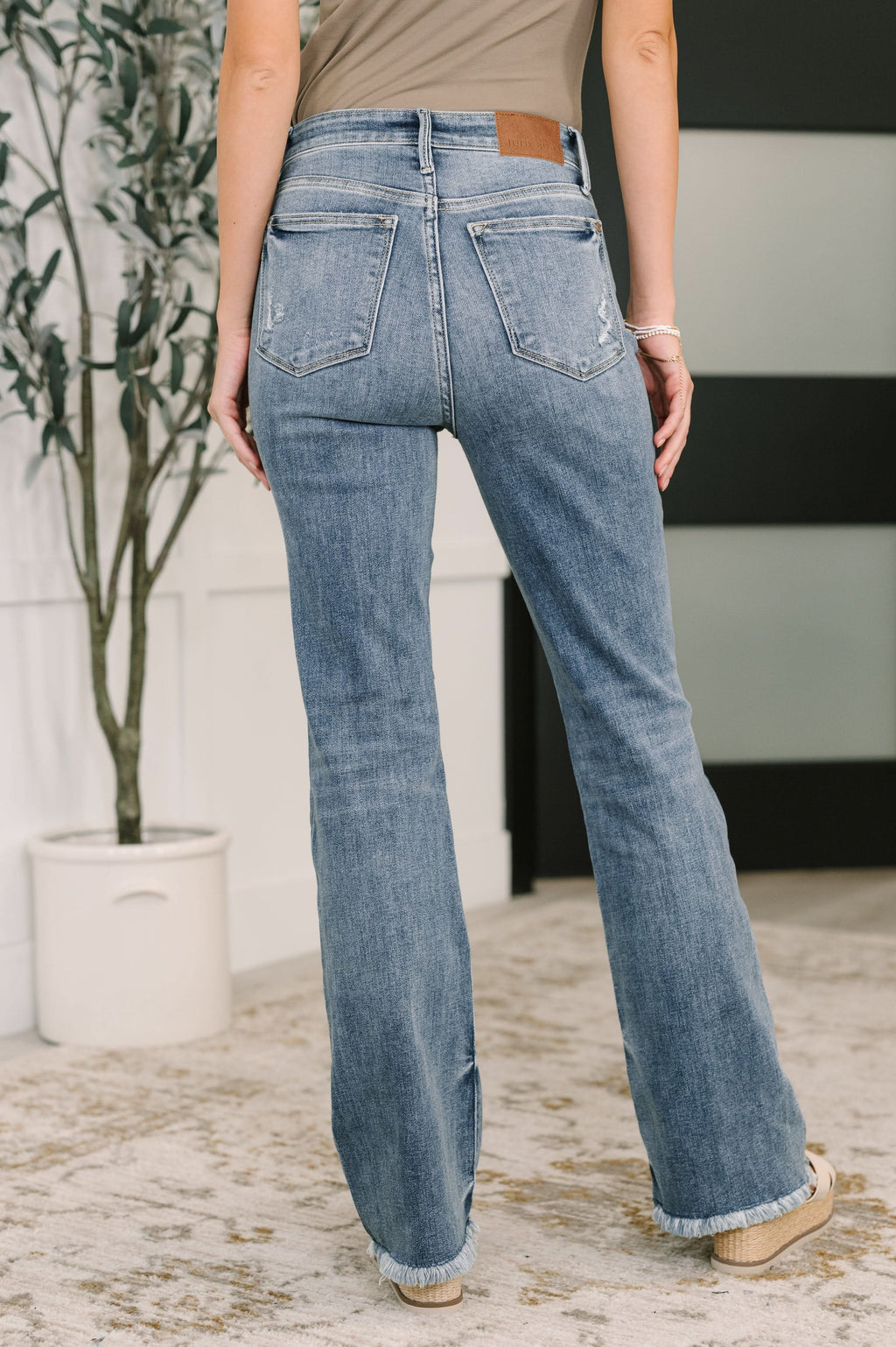 Robin High Waist Bootcut with Fray Hem in - Womens photo