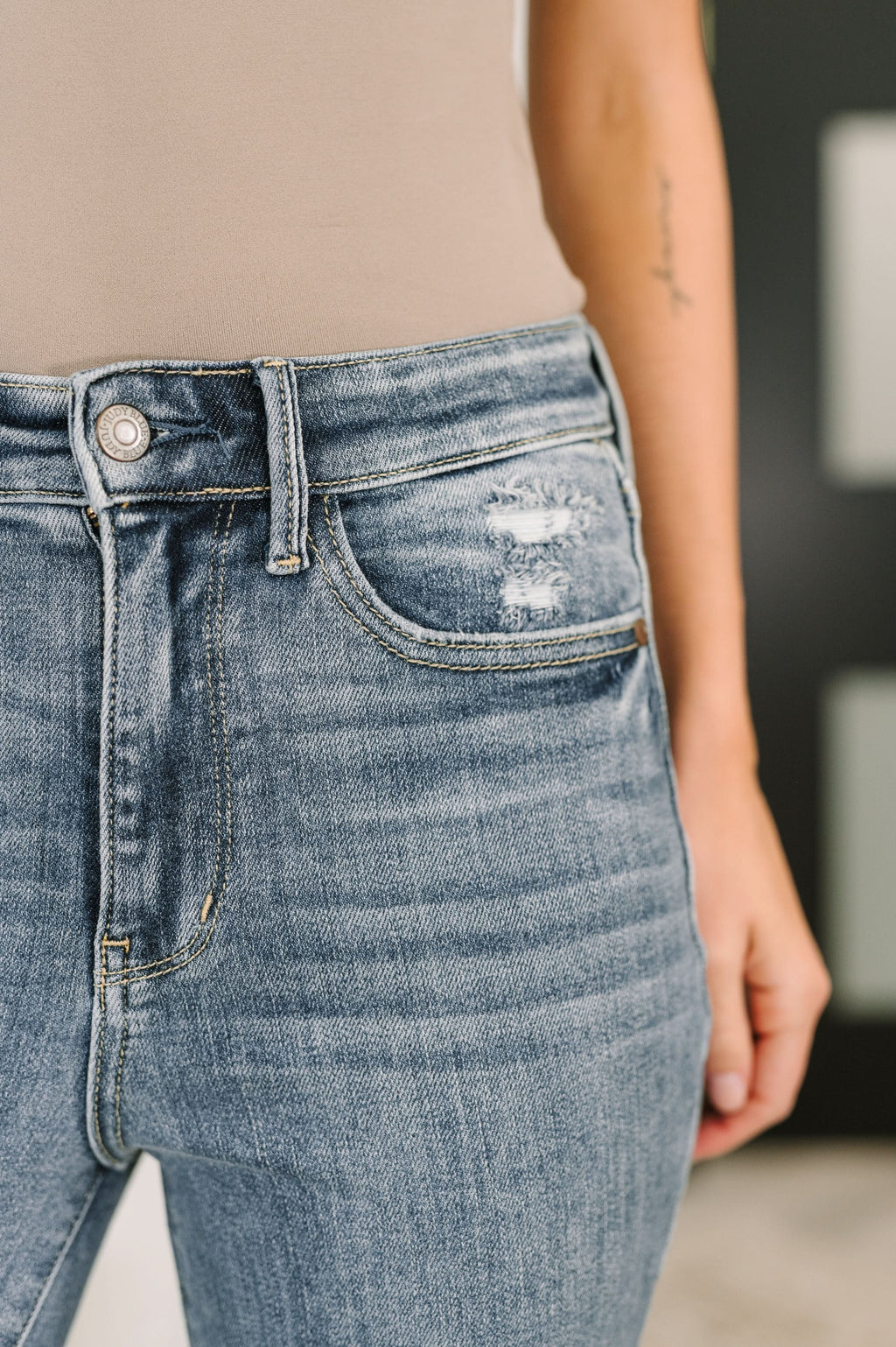 Robin High Waist Bootcut with Fray Hem in - Womens photo