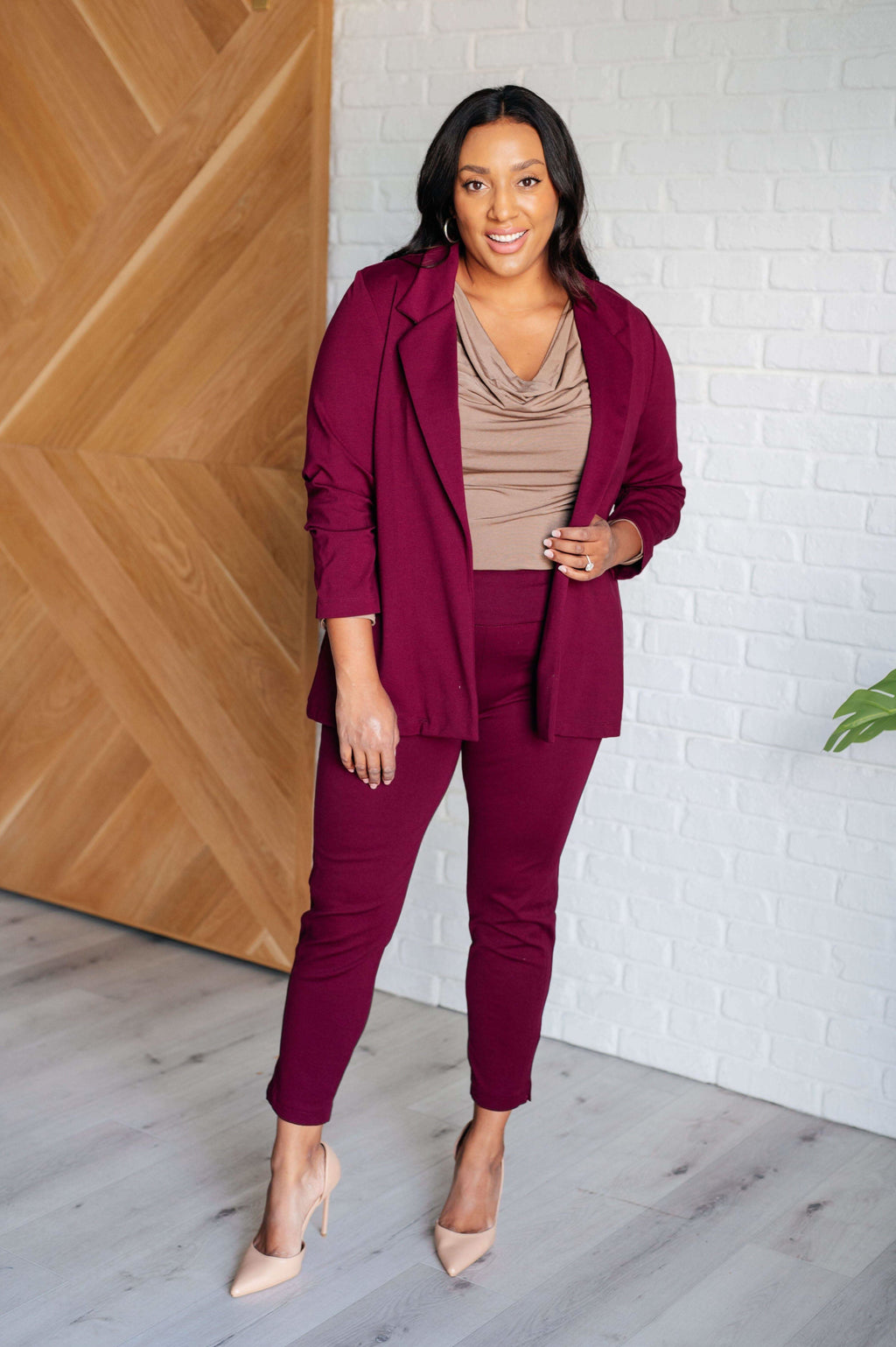 Magic Ankle Crop Skinny Pants in Wine - SwagglyLife Home & Fashion
