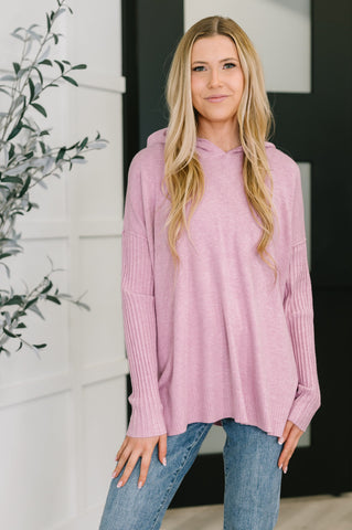 Running Late Hooded Long Sleeve in Mauve Running Late Hooded Long Sleeve in Mauve