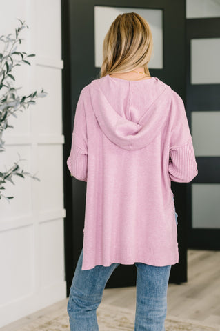 Running Late Hooded Long Sleeve in Mauve Running Late Hooded Long Sleeve in Mauve