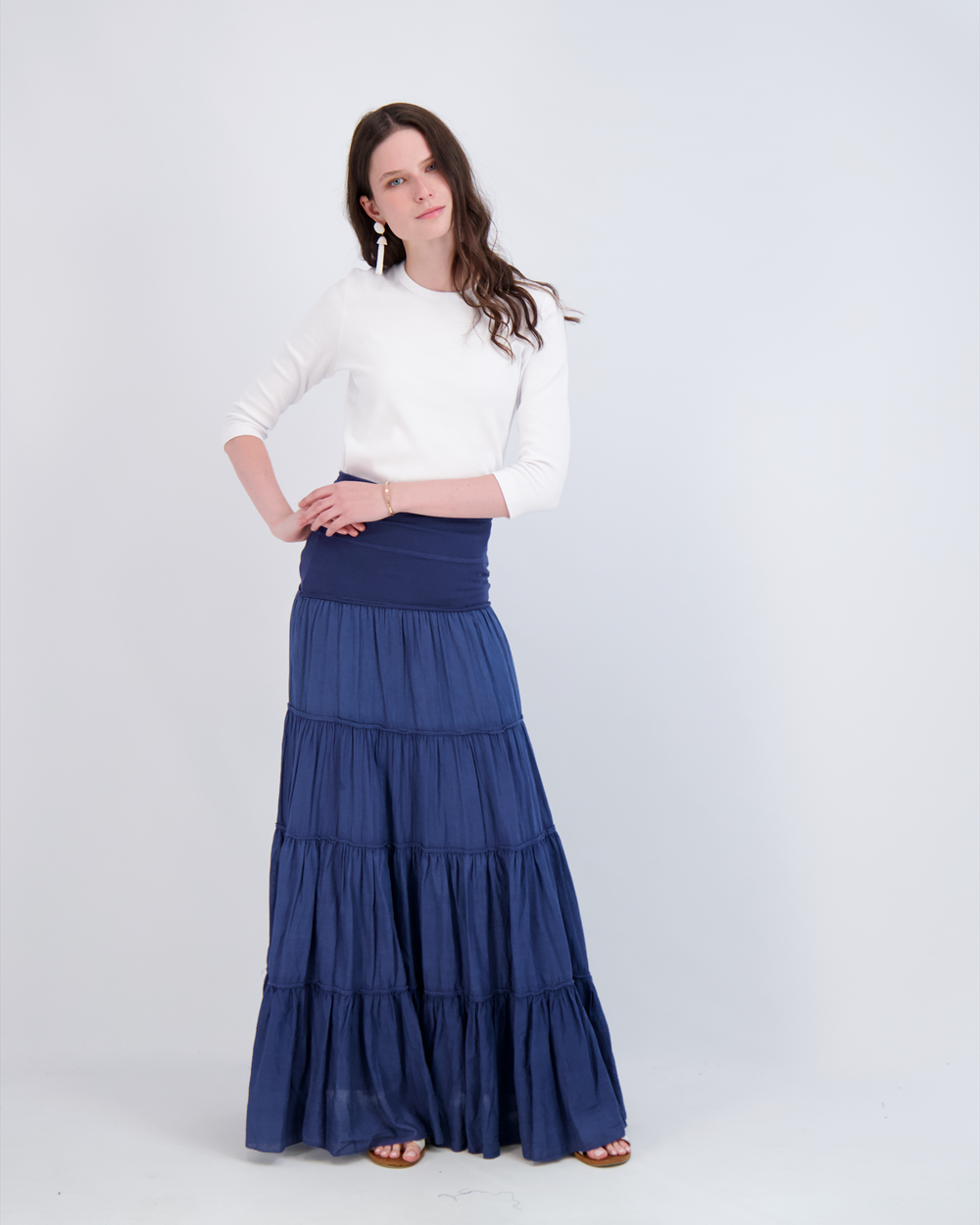 Ladies Tiered Maxi Gauze Skirt in - Ladies Skirt photo