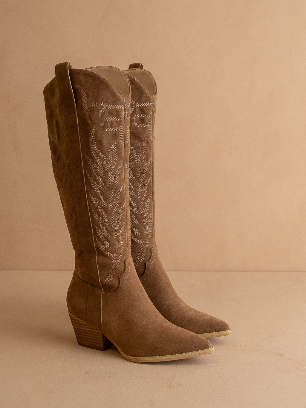 The Samara | Brown Embroidered Tall Cowgirl Boot in Brown - BOOTS & BOOTIES photo